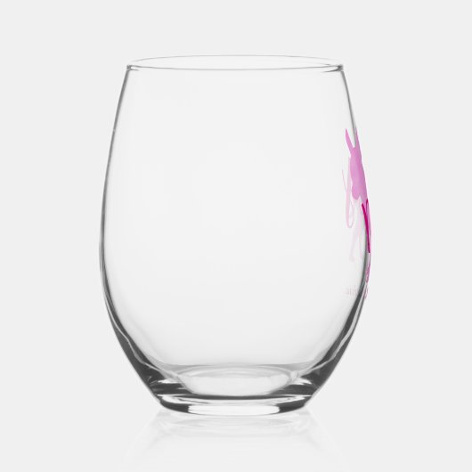 Custom Chihuahua Wine Glass Pastel Pink Silhouette Wijnglas Zonder Voet (Rechts)