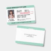 Custom Child Emergency Photo ID Badge voor kindere (Front & Back)