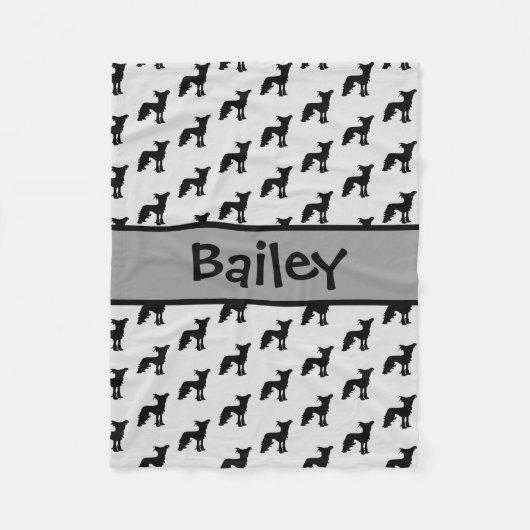 Custom Chinese Crested Dog Silhouette Fleece Deken (Voorkant)