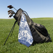 Custom Chinoiserie Patroon Pagode Blauw Wit Golfhanddoek (Groen)