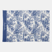 Custom Chinoiserie Patroon Pagode Blauw Wit Theedoek (Horizontaal)