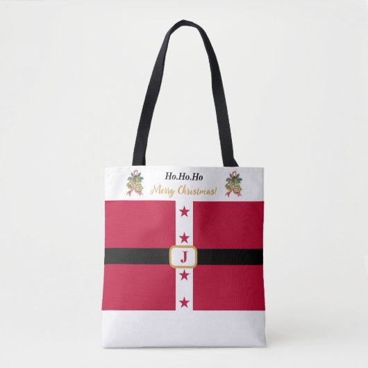 Custom Chique Rood Wit Sinterklaas Outfit Kerstmis Draagtas (Voorkant)