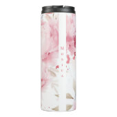 Custom | Chique | Roze pioenen | Bloemen Thermosbeker (Achterkant)