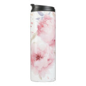 Custom | Chique | Roze pioenen | Bloemen Thermosbeker (Geroteerd rechts)