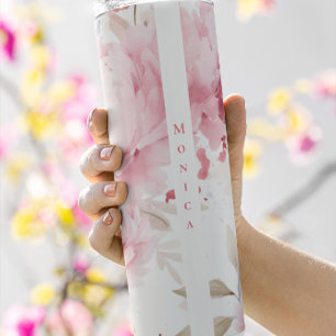 Custom Chique Roze pioenen Bloemen Thermosbeker