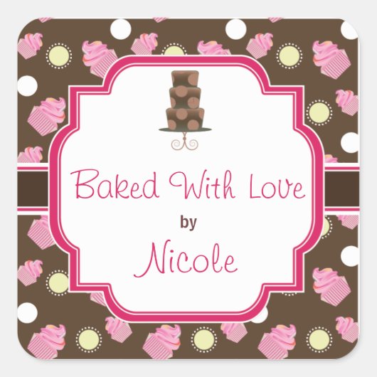 Custom Chocolade Cupcake en Cake bakken Stickers (Voorkant)