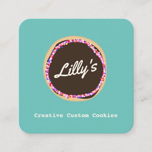 Custom Chocolate Cookie Logo Vierkante Visitekaartje (Voorkant)