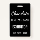 Custom Chocolate Festival QR Code Exibitor ID Badge (Voorkant)