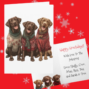 Custom Chocolate Lab Kerst Lelijke Trui Kaart