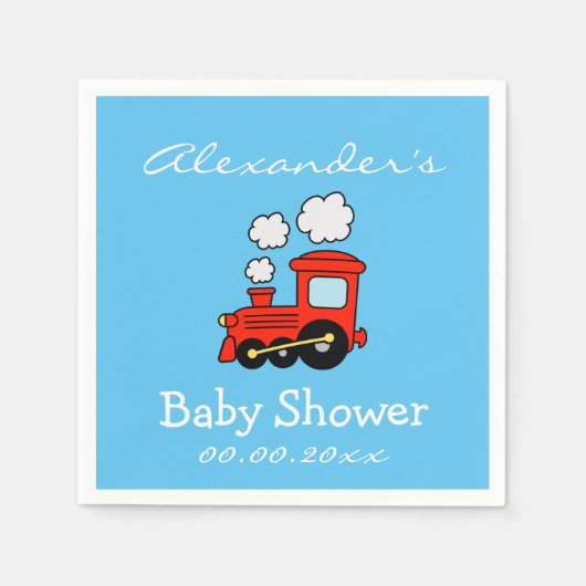 Custom choo choo train baby shower servetten voor  (Voorkant)