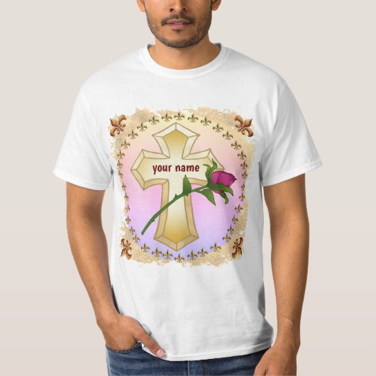 Custom Christelijk Roos Cross T-shirt (Voorkant)