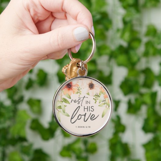 Custom Christian Rest in His Love Sleutelhanger (Hand)