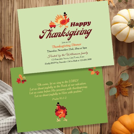 Custom Christian Thanksgiving Bible Verse | Dinner Kaart