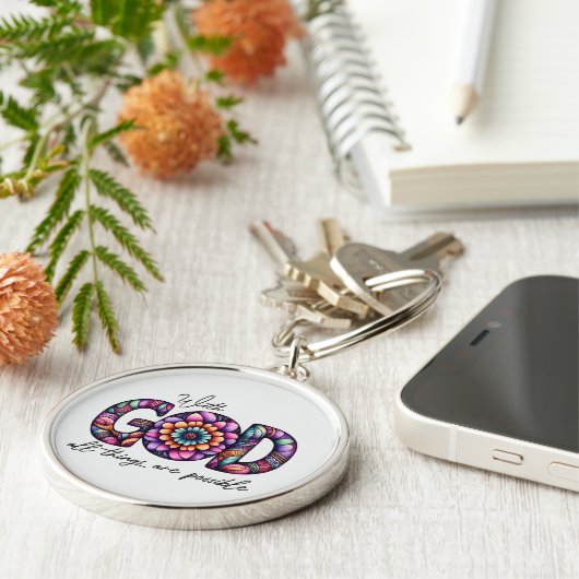Custom Christian With God All Things Are Possible Sleutelhanger (Zijkant)