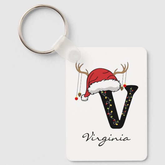 Custom Christmas Alphabet Keychain for Dad or Mom (Voorkant)