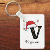 Custom Christmas Alphabet Keychain for Dad or Mom (Voorkant)