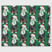Custom Christmas Bernese Mt Dog Green Holiday Cadeaupapier (Vlak)