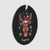 Custom Christmas Cheer Cute Reindeer in Hat  Ornament (voorkant)