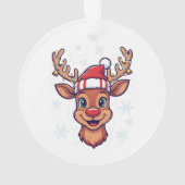 Custom Christmas Cheer Cute Reindeer in Hat  Ornament (achterkant)