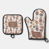 Custom Christmas Cookie Baking Crew Personalized Ovenwant & Pannenlap Set (Voorkant)