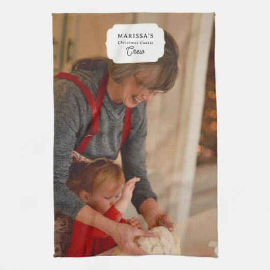 Custom Christmas Cookie Baking Crew Personalized Theedoek (Verticaal)