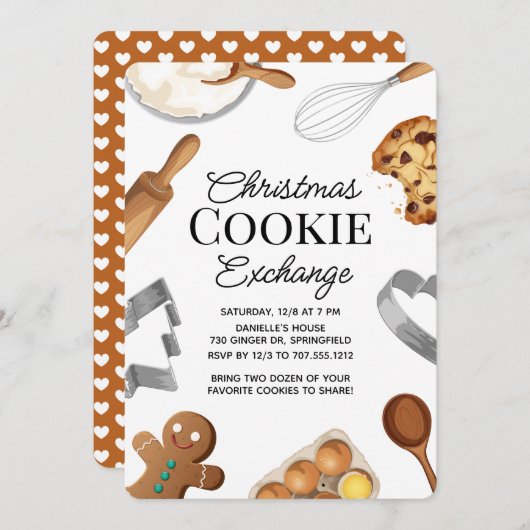 Custom Christmas Cookie Exchange Party Baking Feestdagenkaart (Voorkant / Achterkant)