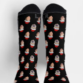 Custom Christmas Face Socks, Santa Hat 4 Faces Sokken (Top)