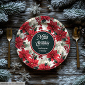 Custom Christmas Flowers Red Green Paper Plates  Papieren Bordje