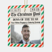 Custom Christmas Gift for Boss Christmas Newspaper Keramisch Ornament (Links)