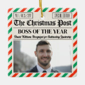 Custom Christmas Gift for Boss Christmas Newspaper Keramisch Ornament (Voorkant)