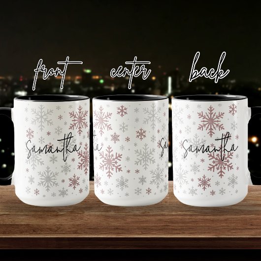 Custom Christmas Glitter Snowflake Mug for Women Mok