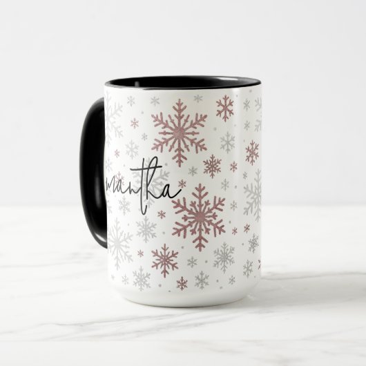 Custom Christmas Glitter Snowflake Mug for Women Mok (Voorkant links)