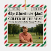 Custom Christmas Golfer Gift, Fun Golf Newspaper  Keramisch Ornament (Achterkant)