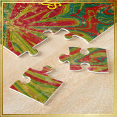 Custom Christmas Green Red Gold abstract marbled  Legpuzzel