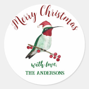 Custom Christmas Hummingbird Ronde Sticker