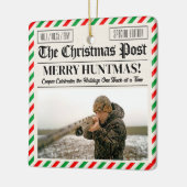 Custom Christmas Hunter Gift Newspaper Outdoorsman Keramisch Ornament (Links)