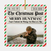 Custom Christmas Hunter Gift Newspaper Outdoorsman Keramisch Ornament (Achterkant)