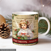 Custom Christmas Mug Vintage Angel Monogram Gift