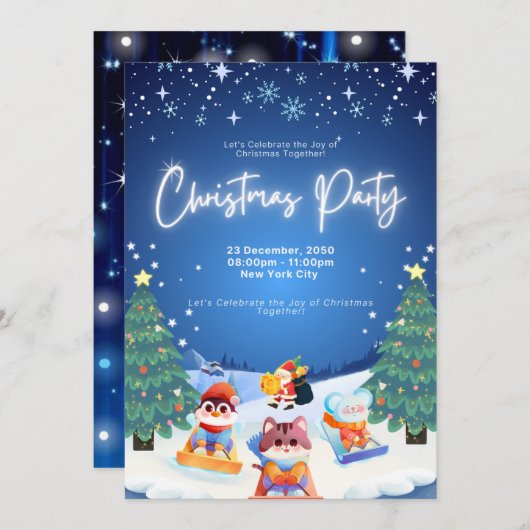Custom Christmas Party Invitation Kaart - Feesteli (Voorkant / Achterkant)