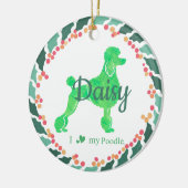 Custom Christmas Pastel Green Poodle Ornament (Links)