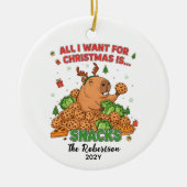 Custom Christmas Photo Keepsake Funny Capybara Keramisch Ornament (Voorkant)