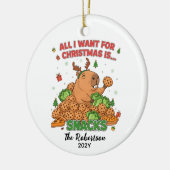 Custom Christmas Photo Keepsake Funny Capybara Keramisch Ornament (Links)