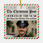 Custom Christmas Police Gift for Officer Newspaper Keramisch Ornament (Voorkant)