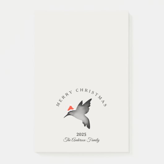 Custom Christmas red gray santa hummingbird Post-it® Notes (Voorkant)