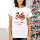 Custom Christmas Sleigh Embroidery Effect T-shirt