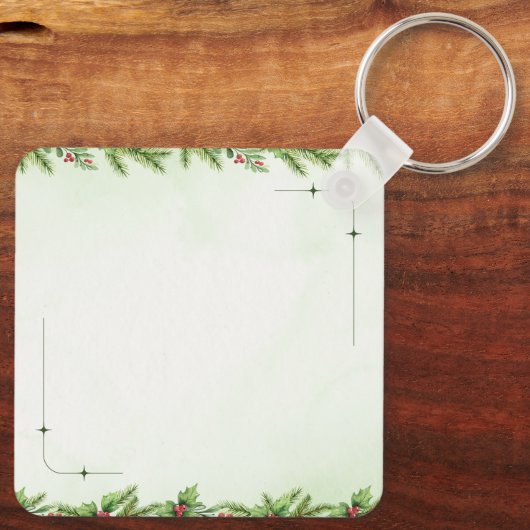 Custom Christmas Square Metal Keychain (Achterkant)