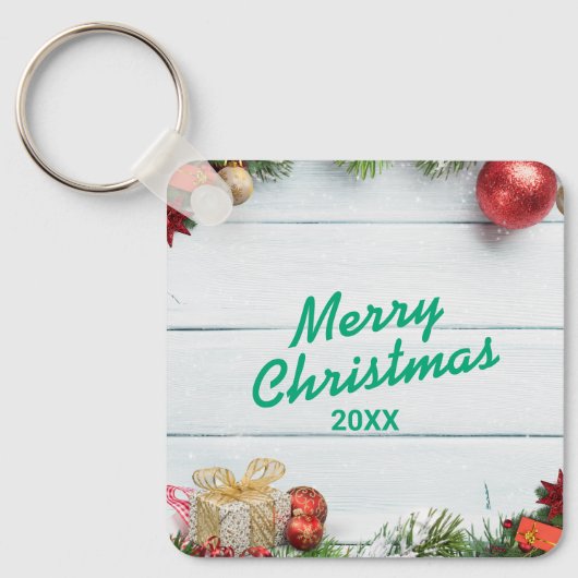 Custom Christmas Square Metal Keychain (Voorkant)