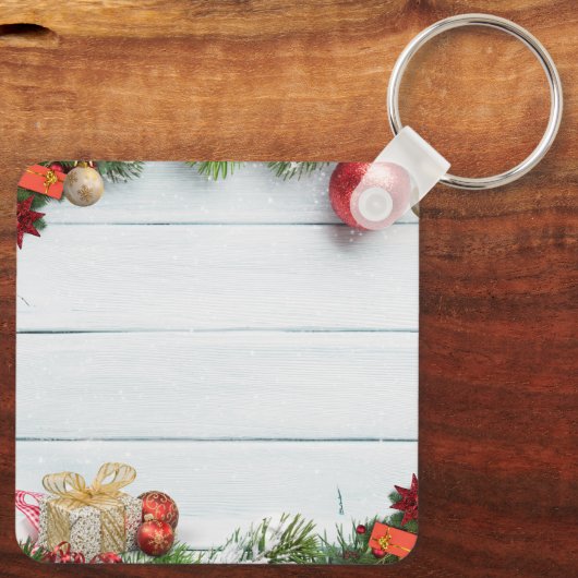 Custom Christmas Square Metal Keychain (Achterkant)