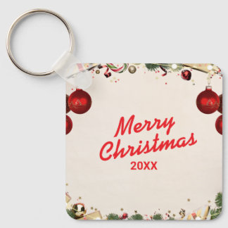 Custom Christmas Square Metal Keychain