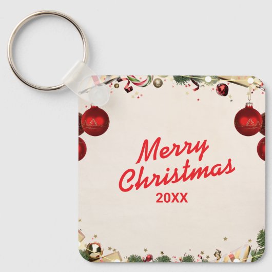 Custom Christmas Square Metal Keychain (Voorkant)